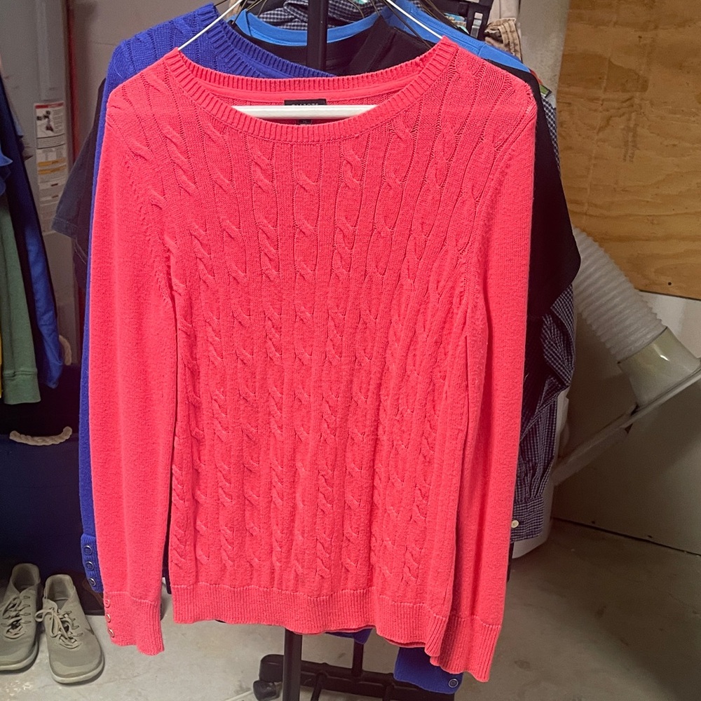 Talbots Coral Cable Knit Sweater